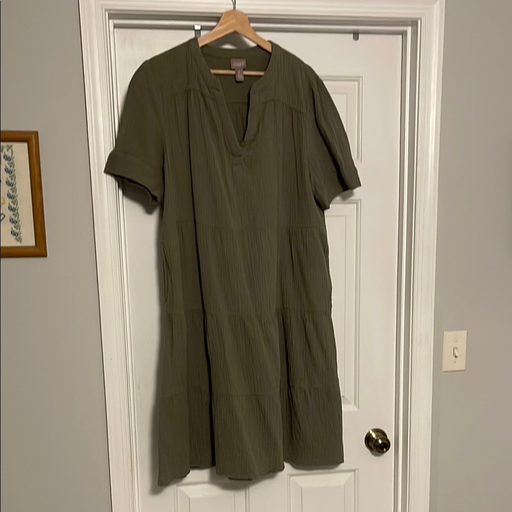 Chicos tiered gauze midi dress